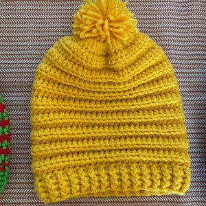 Crocheted Toddler Beanie with PomPom (For Ages 1-3)